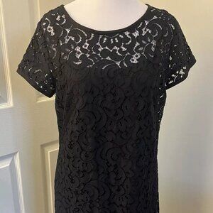 Loft navy blue with black trim lace dress